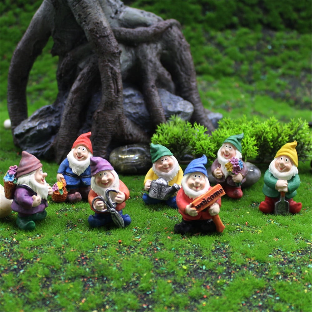 Mini Garden Gnome Figurines Resin Fairy Garden Funny Miniature Gnomes Elf Kit 
