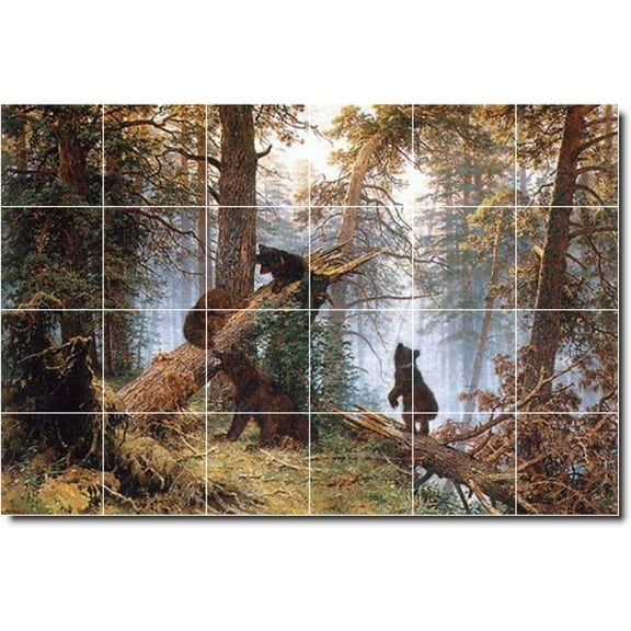 Ceramic Tile Mural-Ivan Shishkin Animals Painting 35. 25.5" w x 17" h using (24) 4.25 x 4.25 ceramic tiles