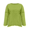 thumbnail image 2 of yunLCZ Women's Button Down Shirts Women's 202 Nine Point Sleeve Round Neck Cotton Linen Loose Casual Versatile Shirt Top T Shirt Women's Button Down Shirts, 2 of 4