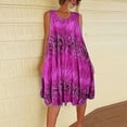 thumbnail image 2 of Edvintorg Plus Size Dress Sundress Women's Fashion Summer Round Neck Casual Sleeveless Printed Dress Beach Dress for Women Purple L, 2 of 6