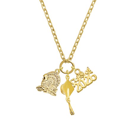 Delight Jewelry Gold-tone Medium Turkey - Gold-tone Class of 2026 Graduation Zoey Charm Necklace, 28"