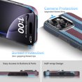 thumbnail image 3 of Funda de teléfono GESIHOPY de fibra de aramida para iPhone 16 Pro Max rojo-azul, 3 of 5