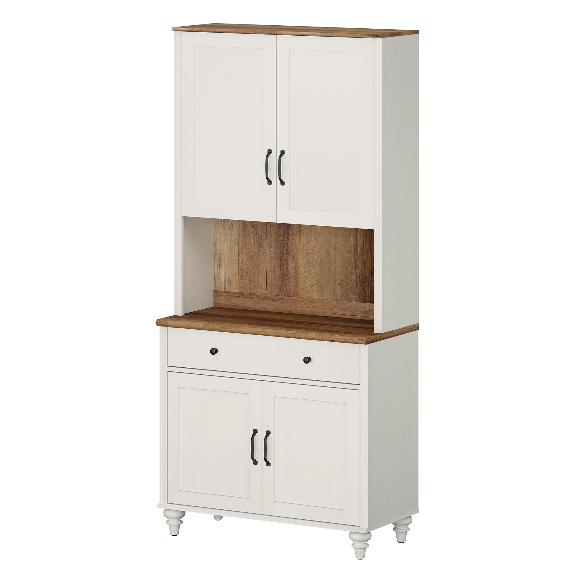 White Farmhouse Bookcase, Bookshelf with Ample Storage Cabinet, Library Wooden Bookshelves for Living Room, Office, Study Room