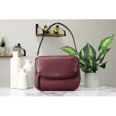 Kate Spade Jackson Medium Cherrywood Flap Leather Bag Handbag Crossbody Purse