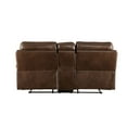 thumbnail image 4 of Recliner Loveseat, Modern PU Leather Tufted Upholstered Recliner Sofa with 2 Cup Holders and Adjustable Positions, Oversized Manual Rocker Recliner with Console and Metal Base for Living Room, Brown, 4 of 6
