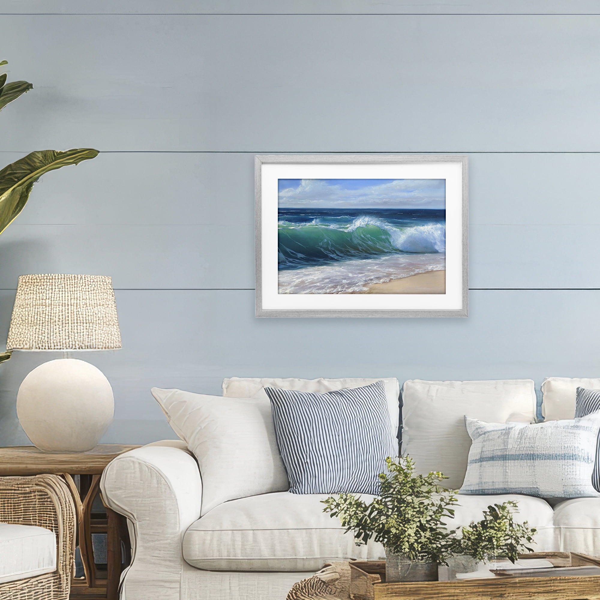 Stupell Industries Content Beach Waves Shore Gray Framed Print Under Glass, design by Dimitri Sirenko
