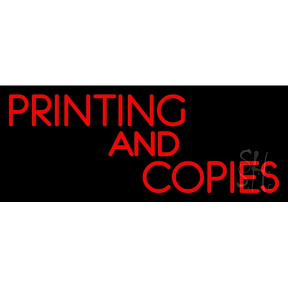 Printing And Copies LED Neon Sign 13 x 32 - inches, Clear Edge Cut Acrylic Backing, with Dimmer - Bright and Premium built indoor LED Neon Sign for Computer & Electronics store decor.