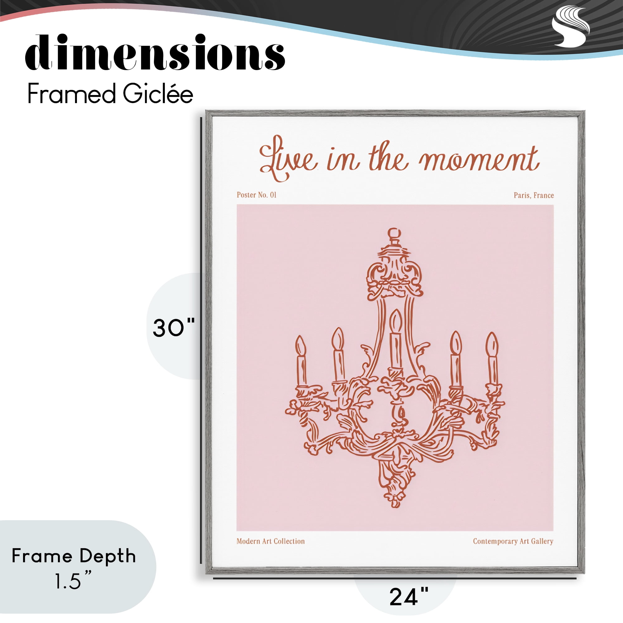 Stupell Industries Live In The Moment Chandelier Gray Framed Giclee Art, design by The Prints Vibe