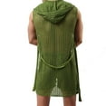 thumbnail image 3 of Men's Sexy Hollow Hooded Sleeveless Robes Bathrobes Mesh See-Through Lingerie Sleepwear Pajamas, 3 of 5