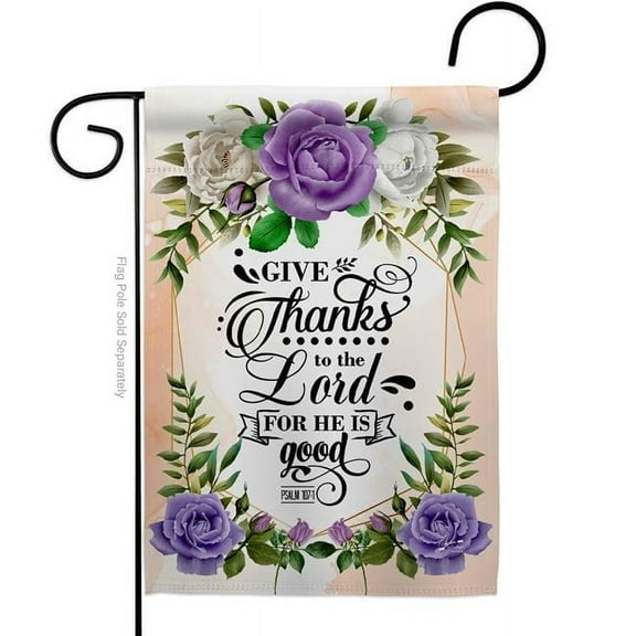 Angeleno Heritage G130346-BO Thanks to the Lord Religious Bible Verses Double-Sided Decorative Garden Flag, Multi Color