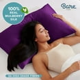 thumbnail image 4 of Bare Home 100% Mulberry Silk Zipper Pillowcase - Perfect for Hair and Skin - Premium 6A Grade, 19 Momme Silk - Standard, Plum, 4 of 9
