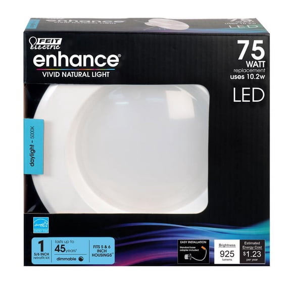 Feit Electric White 5"/6" Dimmable Daylight (5000K) LED Recessed Downlight 75W Replacement