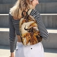 thumbnail image 5 of Lsque Yak Pattern Canvas Daypack, Durable Backpack, High-quality Versatile Backpack,Vintage Compact Backpack-Medium, 5 of 6