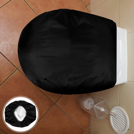 CTIRCHIU 2Pcs Black Toilet Lid Cover Set Elastic Waterproof for Homeowners Bathroom
