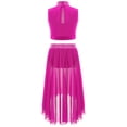 thumbnail image 6 of iiniim Girls Lyrical Dance Outfit Crop Top with High-Low Mesh Skirt Set Two-Piece Ballet Dancewear Hot Pink 16, 6 of 7