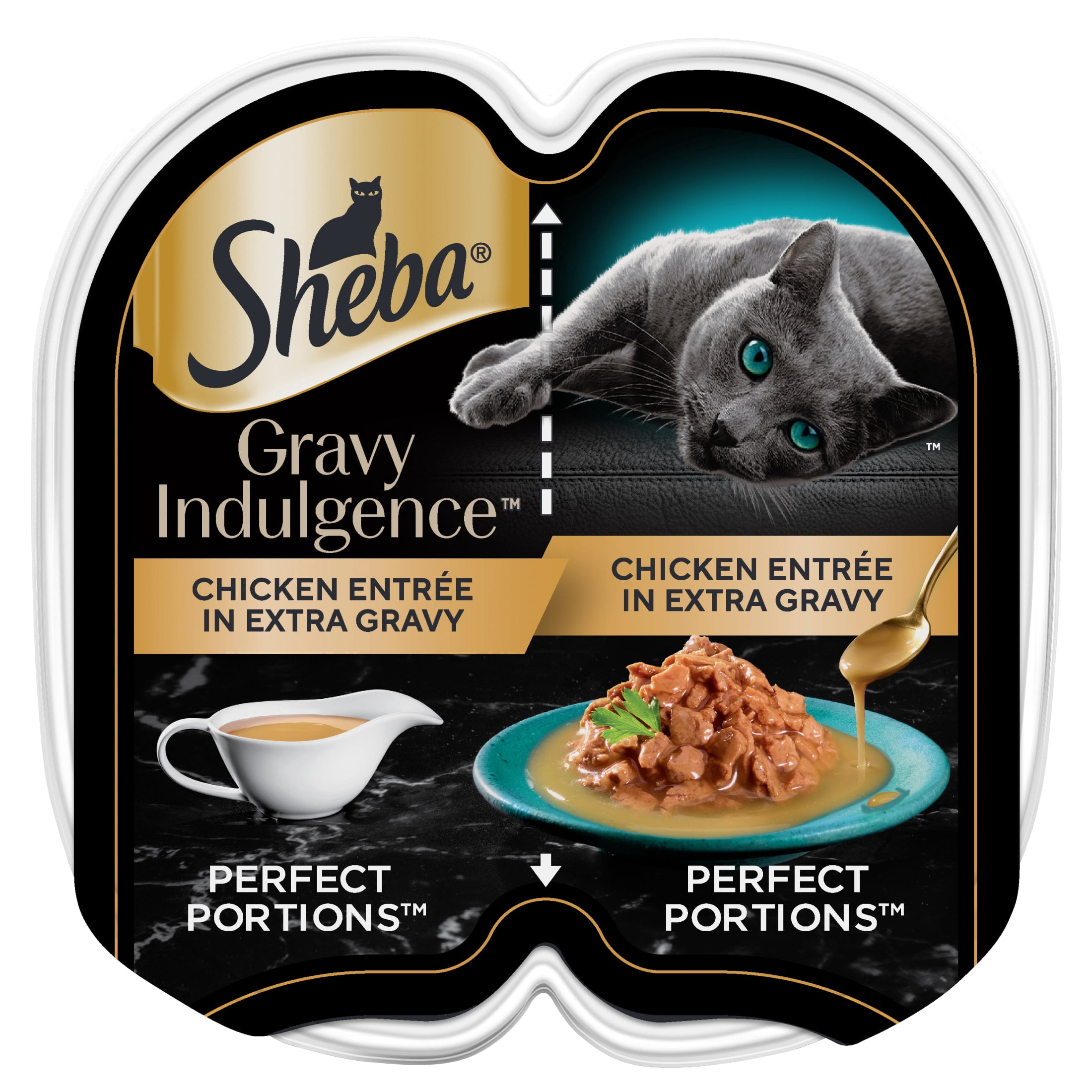 (12 pack) Sheba Gravy Indulgence Chicken Entree in Extra Gravy Cat Food, 2.6 oz Twin-Pack Tray