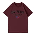 thumbnail image 4 of Womens Loose Fit Short Sleeve Crewneck T Shirt 250 Years 1776 Graphic Print Casual Top Tee for Anniversary Event Wine 3XL, 4 of 5