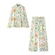 thumbnail image 1 of Conjunto de 2 piezas de moda para mujer, camisas estampadas de un solo pecho y pantalones de cintura alta elástica vintage, conjuntos de pantalones elegantes para mujer, 1 of 5