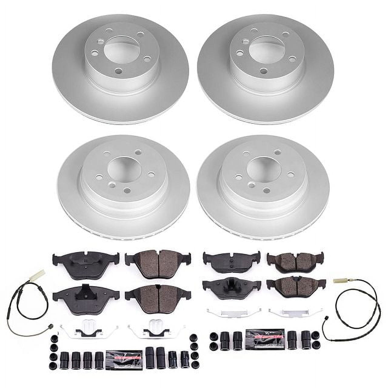 PowerStop Front and Rear Geomet Coated Brake Rotor and Pad Kit Fits: BMW Select Models CRK8882