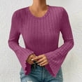 thumbnail image 5 of Homenesgenics Long Sleeve Shirts for Women Women Casual Solid Flare Sleeve Tops Blouse Knitted Sweater, 5 of 9