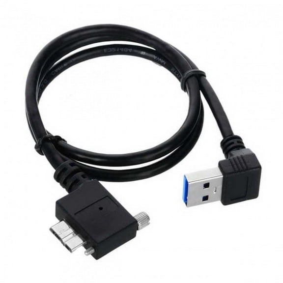FVH Down Direction Right Angled 90 Degree USB 3.0 A plug to Micro B Plug Left Angled locking screws Panel Cable 40cm