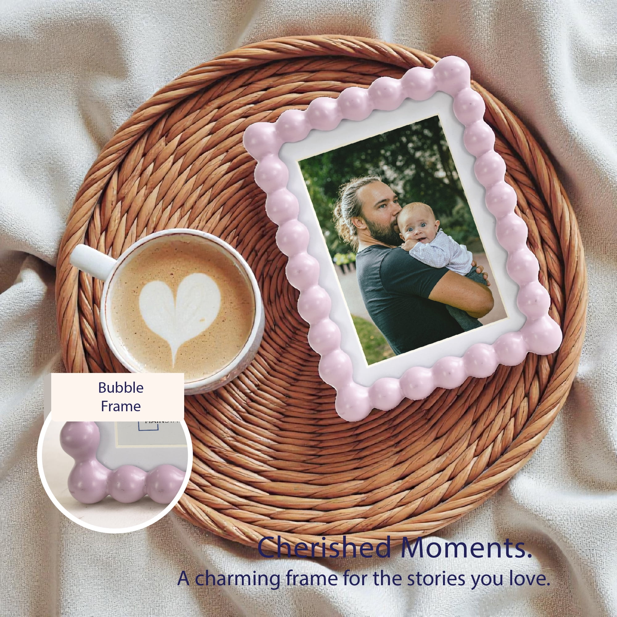 Mainstays Hazy Purple Bubble Beaded Picture Frame, 5 x 7, Matted to 4 x 6