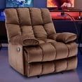 thumbnail image 7 of GNMLP Oversized Velvet Recliner Chair,Manual Soft Armchair with Phone Holder for Bedroom,Private cinema-Brown, 7 of 7