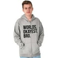 thumbnail image 5 of Worlds Okayest Bro Sibling Brother Zip Hoodie Sweatshirt Men Brisco Brands L, 5 of 5