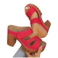 thumbnail image 6 of Eltusu Women Slide Sandals, Non Slip Open Toe PU High Heel Ladies Shoes Red Size 9, 6 of 9