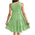 thumbnail image 3 of Fmbrln Womens Casual Stripe Print Dress Summer Fashion Sleeveless Crew Neck Tiered Ruffle Mini Dress Vacation Beach Sundress, 3 of 5