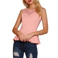 thumbnail image 1 of INSPIRAR CHIC Blusa sin mangas de encaje transparente con peplum y cuello redondo para mujer XL Rosa claro, 1 of 8