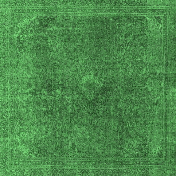 Ahgly Company Indoor Square Abstract Emerald Green Modern Area Rugs, 5' Square