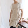 thumbnail image 3 of Kitchen Cooking Aprons Linen Cross Back for Men with Pockets for Baking Painting Gardening Cleaning Khaki, 3 of 6