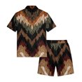 thumbnail image 4 of Men's 2 Piece Summer Outfits Texture Pattern Short Sleeve Shirt and Shorts Matching Set for Beach Cruise Resort Vacation, 4 of 6