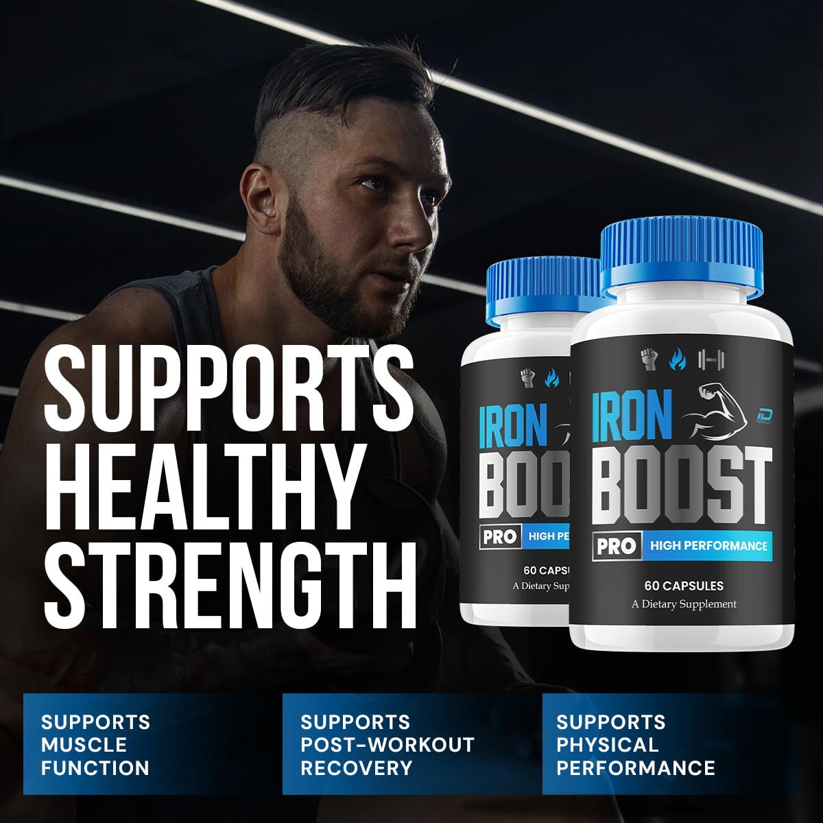 Iron Boost Pro for Men Capsules – IronBoost Pro Vitamin Complex, Energy, 3 Pack, 180 Capsules