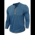 thumbnail image 2 of Camisetas Henley para Hombre, Larga Raglán, Informales, Ajustadas, Ligeras, de Moda. Azul XXL, 2 of 7