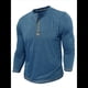 thumbnail image 2 of Camisetas Henley para Hombre, Larga Raglán, Informales, Ajustadas, Ligeras, de Moda. Azul L, 2 of 7