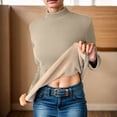 thumbnail image 5 of Splozh Basic Tops for Women Long Sleeve Shirts for Women Crewneck Solid Undershirt Pullover Casual Lightweight Warm Blouse Tops Khaki,M, 5 of 6