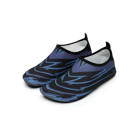 

Ritualay Womens Mens Swim Beach Shoe Slip On Aqua Socks Barefoot Water Shoes Comfort Lightweight Flats Outdoor Exercise Quick Dry Sneakers Black Gray Blue 8.5-9