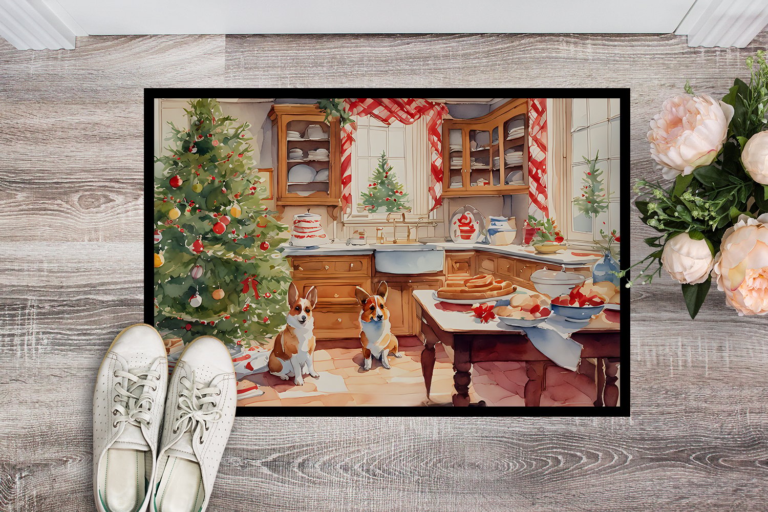 Carolines Treasures DAC3772MAT 18 x 27 in. Unisex Corgi Christmas Cookies Doormat