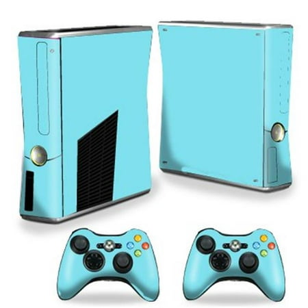 MightySkins XBOX360S-Glossy Baby Blue Skin Decal Wrap Cover for Xbox 360 S Slim Plus 2 Controllers - Solid Baby Blue Each Microsoft Xbox 360 S Slim Skin kit is printed with super-high resolution graphics with a ultra finish. All skins are protected with MightyShield. This laminate protects from scratching  fading  peeling and most importantly leaves no sticky mess guaranteed. Our patented advanced air-release vinyl guarantees a perfect installation everytime. When you are ready to change your skin removal is a snap  no sticky mess or gooey residue for over 4 years. This is a 8 piece vinyl skin kit. It covers the Microsoft Xbox 360 S Slim console and 2 controllers. You can t go wrong with a MightySkin. Features Skin Decal Wrap Cover for Xbox 360 S Slim Plus 2 Controllers Microsoft Xbox 360 S decal skin Microsoft Xbox 360 S case Microsoft Xbox 360 S skin Microsoft Xbox 360 S cover Microsoft Xbox 360 S decal Add style to your Microsoft Xbox 360 S Slim Quick and easy to apply Protect your Microsoft Xbox 360 S Slim from dings and scratchesSpecifications Design: Solid Baby Blue Compatible Brand: Microsoft Compatible Model: Xbox 360 Slim Console - SKU: VSNS60572