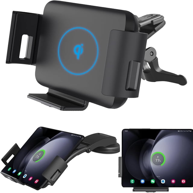 Soporte de carga rápida inalámbrica para coche de 15 W: soporte con sujeción automática para teléfonos de 4,3 a 6,9 pulgadas
