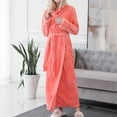 thumbnail image 3 of Homgro Women's Plush Long Robe Soft Cozy Long Sleeve Full Length Fuzzy Fleece Bathrobe Spa Hot Tub Hotel Bath Belted Winter Fluffy Maternity Warm Kimono Pocket Orange Small-Medium, 3 of 5