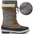 thumbnail image 6 of Dream Pairs Women Waterproof Winter Warm Snow Faux Fur Lined Flat Mid Calf Boots MONTE_02 BLACK/GREY Size 9, 6 of 7