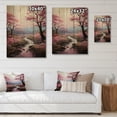 thumbnail image 4 of Designart "Countryside Pink blossom Countryside II" Landscape & Nature Print on Natural Pine Wood, 4 of 5