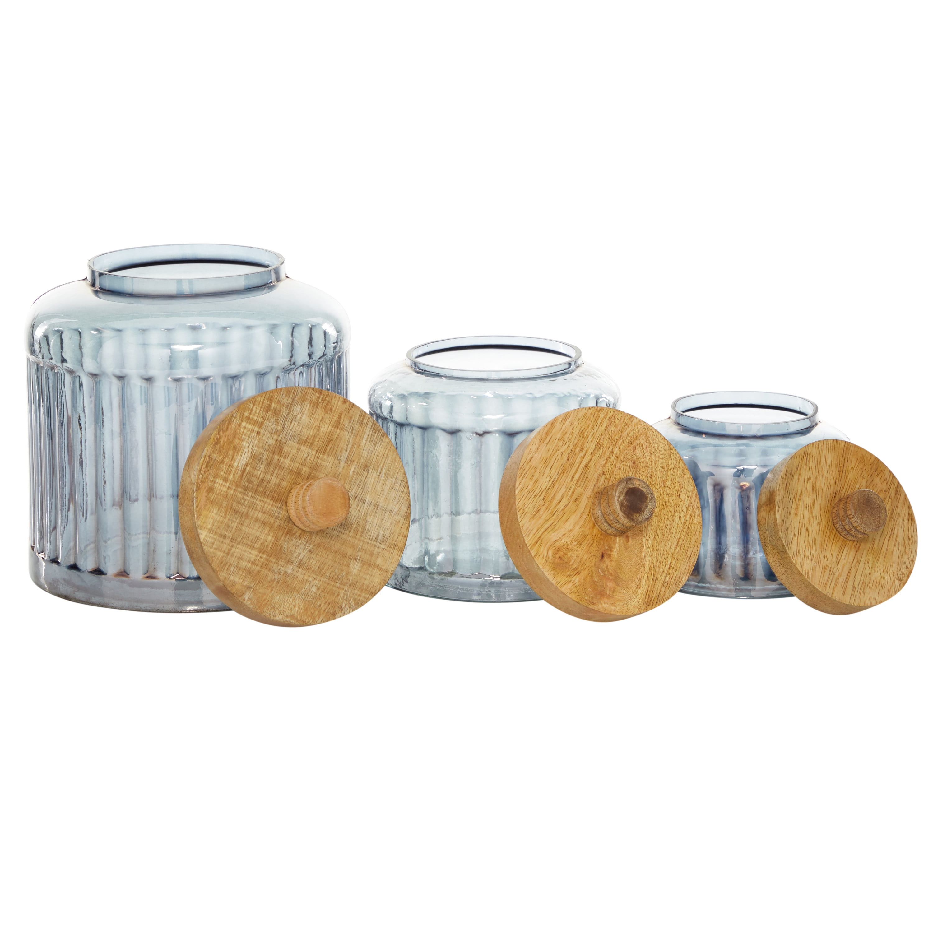 Set of 2 Green Mango Wood Coastal Decorative Jar Novogratz