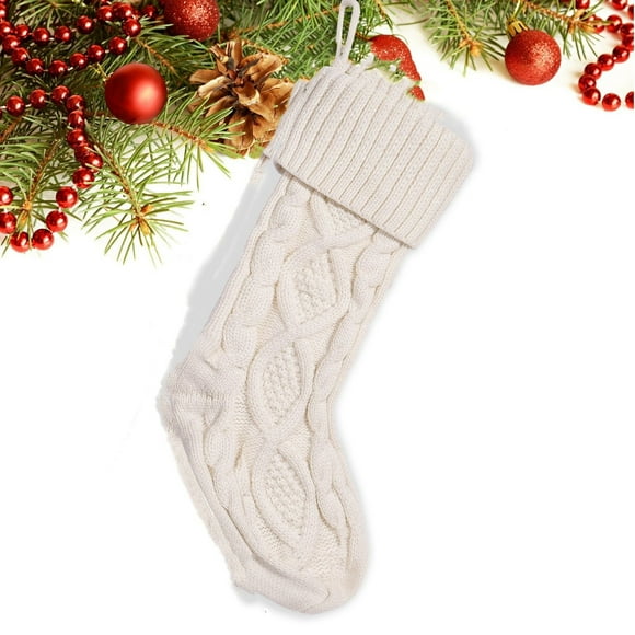 Large Knit Christmas Stocking 18 Inches for Family Holiday Decorations for Fireplace Hanging and Xmas Party Celebrations