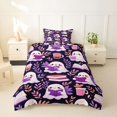 thumbnail image 2 of Homewish Cute Halloween Ghost Twin Duvet Cover,Leaf Book Drink Print Twin Bedding,Dark Purple Pink,Halloween Reversible,2pcs,1 Duvet Cover and 1 Pillowcase, 2 of 6