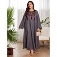 thumbnail image 4 of AURA Plus Size Summer Maxi Dress Loose A Line Embroidered Long Sleeve Modest Dress, 4 of 10