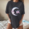 thumbnail image 3 of Pntutb Blusa de manga corta informal con estampado de sol y luna vintage para mujer Pntutb Pntutb-3488, 3 of 8